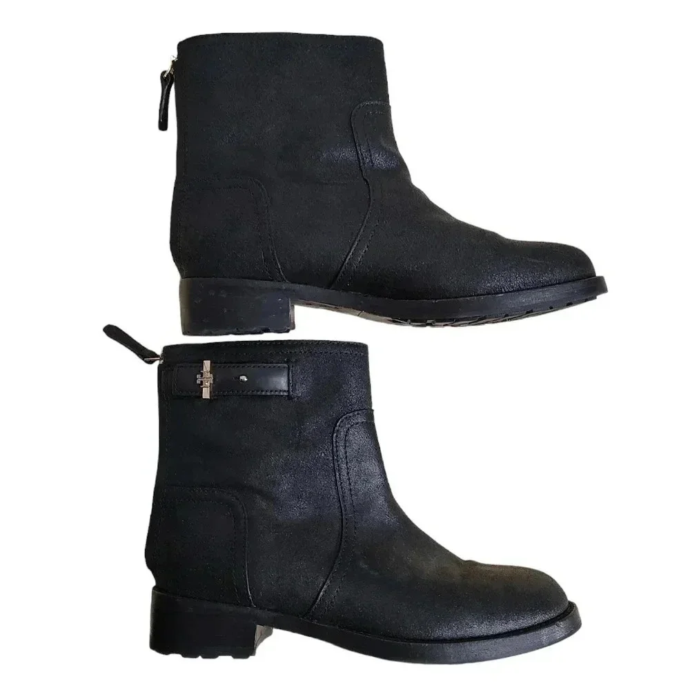 Tory Burch Selena Black Leather Ankle Boots 9
